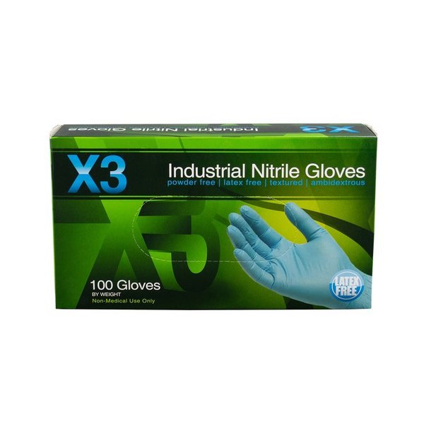 Xtremex3 X3, Nitrile Disposable Gloves, Nitrile, Powder-Free, M, Blue X344100